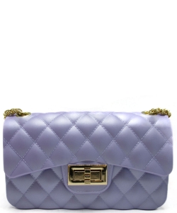 Quilt Embossed Jelly Small Classic Shoulder Bag JA0006 LAVENDER